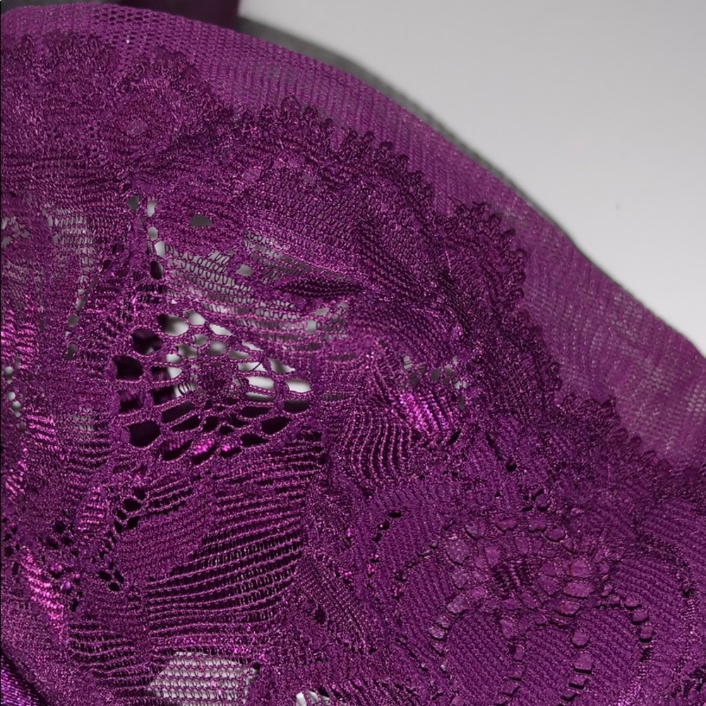 VS VINTAGE SATIN, LACE, & MESH PURPLE BRA & PANTY - Picture 6 of 15